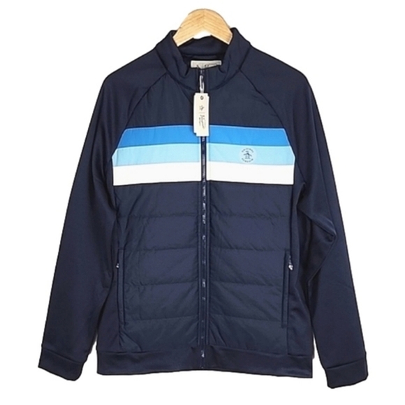 Original Penguin Mixed Media 70's Jacket Insulate Quilted Water Resist Navy Sz M - Picture 1 of 12